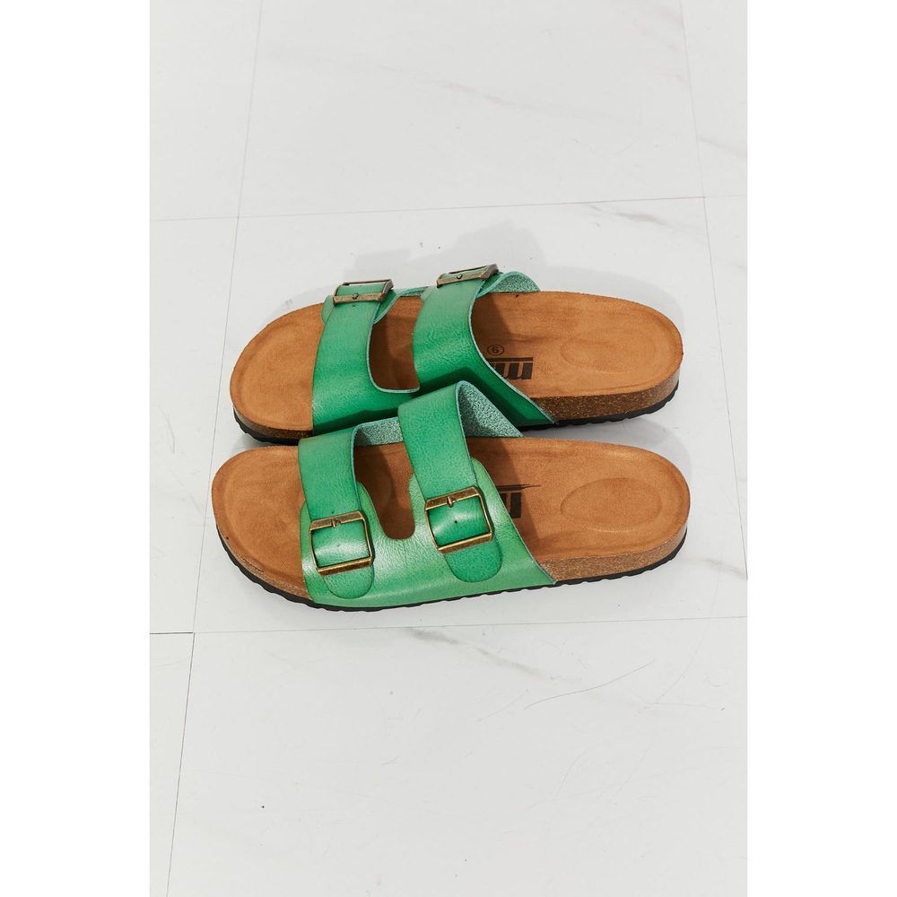 Mmshoes Feeling Alive Double Banded Slide Sandals in Mid Green - Picture 6 of 6